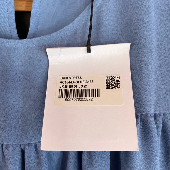 ASOS GLAMOROUS CURVE DRESS Women’s Size 22 Blue Smocked Long Sleeve Midi - Picture 10 of 12